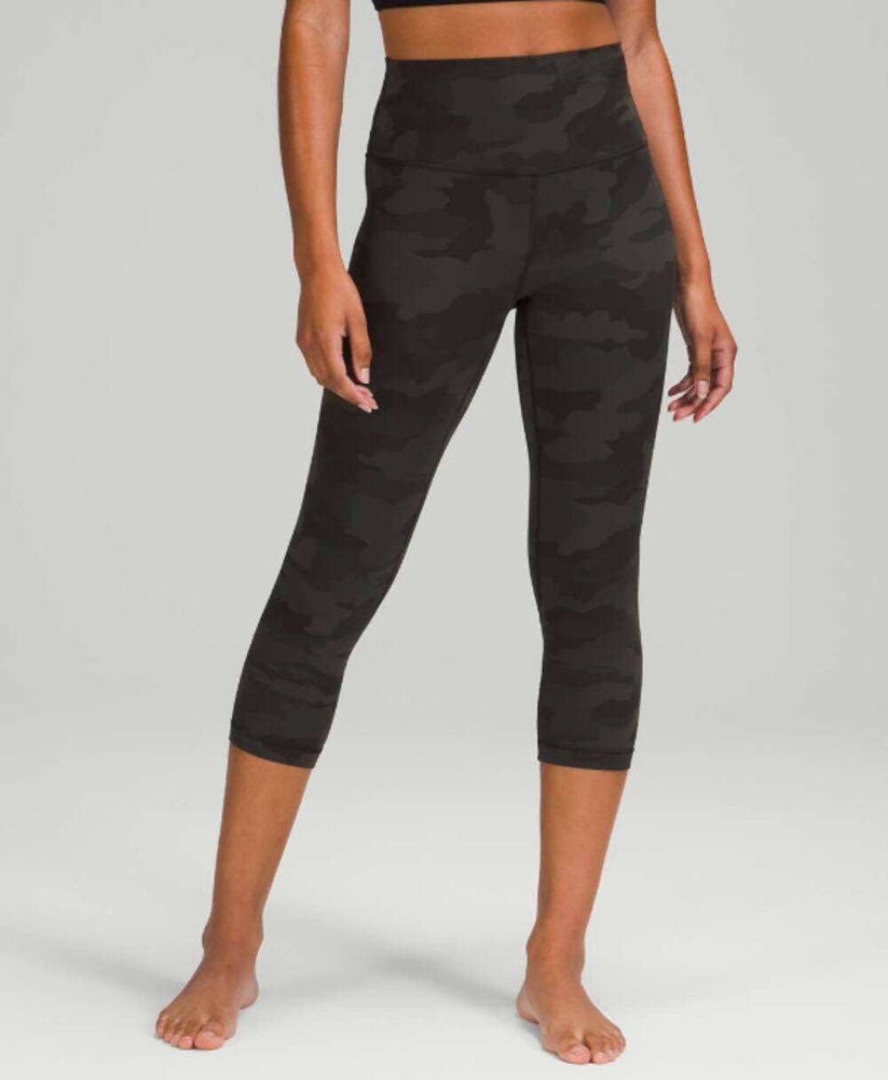 LULULEMON Align High-Rise Crop 21" Leggings Size 18 Camo Dark Olive Green EUC